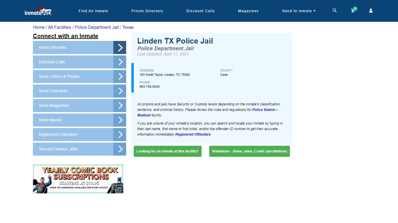 Linden TX Police Jail & Inmate Search - Linden, TX