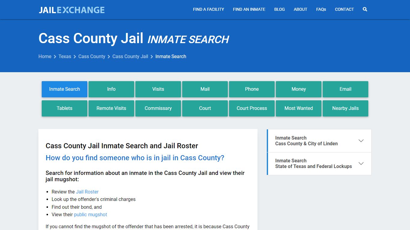 Inmate Search: Roster & Mugshots - Cass County Jail, TX